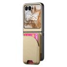 For Motorola Razr 40 Twill Fabric Leather Skin Card Bag Magnetic Back Phone Case(Khaki) - 2