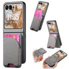 For Motorola Razr 40 Twill Fabric Leather Skin Card Bag Magnetic Back Phone Case(Gray) - 1