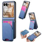 For Motorola Razr 40 Twill Fabric Leather Skin Card Bag Magnetic Back Phone Case(Blue) - 1