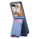 For Motorola Razr 40 Twill Fabric Leather Skin Card Bag Magnetic Back Phone Case(Blue) - 3