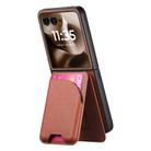 For Motorola Razr 60 Twill Fabric Leather Skin Card Bag Magnetic Back Phone Case(Brown) - 3