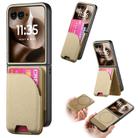 For Motorola Razr 60 Ultra Twill Fabric Leather Skin Card Bag Magnetic Back Phone Case(Khaki) - 1