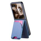 For Motorola Razr 60 Ultra Twill Fabric Leather Skin Card Bag Magnetic Back Phone Case(Blue) - 3