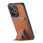 For Realme Neo7 Carbon Fiber Card Bag Fold Stand Phone Case(Brown) - 3