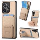 For Realme Neo7 Carbon Fiber Card Bag Fold Stand Phone Case(Khaki) - 1