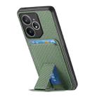 For Realme Neo7 Carbon Fiber Card Bag Fold Stand Phone Case(Green) - 3