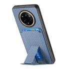 For Realme 14 Pro Carbon Fiber Card Bag Fold Stand Phone Case(Blue) - 3