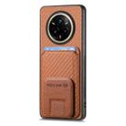 For Realme 14 Pro Carbon Fiber Card Bag Fold Stand Phone Case(Brown) - 2