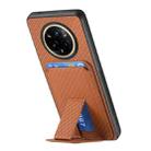 For Realme 14 Pro Carbon Fiber Card Bag Fold Stand Phone Case(Brown) - 3