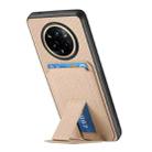 For Realme 14 Pro Carbon Fiber Card Bag Fold Stand Phone Case(Khaki) - 3