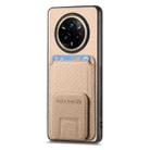 For Realme 14 Pro+ Carbon Fiber Card Bag Fold Stand Phone Case(Khaki) - 2
