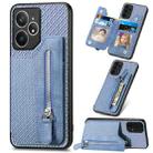 For Realme Neo7 Carbon Fiber Horizontal Flip Zipper Wallet Phone Case(Blue) - 1