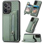 For Realme Neo7 Carbon Fiber Horizontal Flip Zipper Wallet Phone Case(Green) - 1