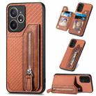 For Realme Neo7 Carbon Fiber Horizontal Flip Zipper Wallet Phone Case(Brown) - 1