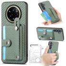 For Realme 14 Pro Wristband Kickstand Wallet Back Phone Case with Tool Knife(Green) - 1