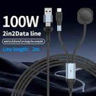 2m 2-in-2 100W PD Fast Charging Date Cable for Phone and Watch - 2