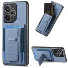 For Realme Neo7 Carbon Fiber Fold Stand Elastic Card Bag Phone Case(Blue) - 1