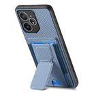 For Realme Neo7 Carbon Fiber Fold Stand Elastic Card Bag Phone Case(Blue) - 3