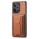 For Realme Neo7 Carbon Fiber Fold Stand Elastic Card Bag Phone Case(Brown) - 2