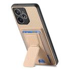 For Realme Neo7 Carbon Fiber Fold Stand Elastic Card Bag Phone Case(Khaki) - 3