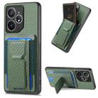 For Realme Neo7 Carbon Fiber Fold Stand Elastic Card Bag Phone Case(Green) - 1