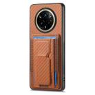 For Realme 14 Pro Carbon Fiber Fold Stand Elastic Card Bag Phone Case(Brown) - 2
