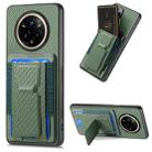 For Realme 14 Pro Carbon Fiber Fold Stand Elastic Card Bag Phone Case(Green) - 1