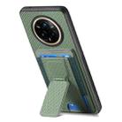 For Realme 14 Pro Carbon Fiber Fold Stand Elastic Card Bag Phone Case(Green) - 3