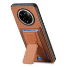 For Realme 14 Pro+ Carbon Fiber Fold Stand Elastic Card Bag Phone Case(Brown) - 3