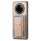 For Realme 14 Pro+ Carbon Fiber Fold Stand Elastic Card Bag Phone Case(Khaki) - 2