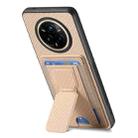 For Realme 14 Pro+ Carbon Fiber Fold Stand Elastic Card Bag Phone Case(Khaki) - 3