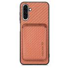 For Samsung Galaxy A56 5G Carbon Fiber Leather Card Magsafe Phone Case(Brown) - 1