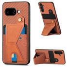 For Google Pixel 9a Carbon Fiber Wallet Flip Card K-shaped Holder Phone Case(Brown) - 1