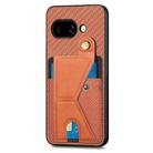 For Google Pixel 9a Carbon Fiber Wallet Flip Card K-shaped Holder Phone Case(Brown) - 2