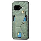 For Google Pixel 9a Carbon Fiber Wallet Flip Card K-shaped Holder Phone Case(Green) - 2