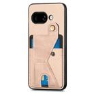 For Google Pixel 9a Carbon Fiber Wallet Flip Card K-shaped Holder Phone Case(Khaki) - 2