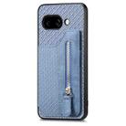 For Google Pixel 9a Carbon Fiber Horizontal Flip Zipper Wallet Phone Case(Blue) - 2