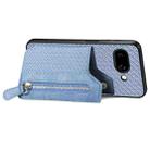 For Google Pixel 9a Carbon Fiber Horizontal Flip Zipper Wallet Phone Case(Blue) - 3