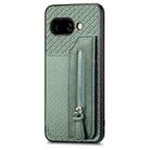For Google Pixel 9a Carbon Fiber Horizontal Flip Zipper Wallet Phone Case(Green) - 2