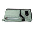 For Google Pixel 9a Carbon Fiber Horizontal Flip Zipper Wallet Phone Case(Green) - 3