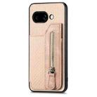For Google Pixel 9a Carbon Fiber Horizontal Flip Zipper Wallet Phone Case(Khaki) - 2