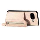 For Google Pixel 9a Carbon Fiber Horizontal Flip Zipper Wallet Phone Case(Khaki) - 3