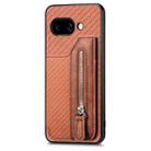 For Google Pixel 9a Carbon Fiber Horizontal Flip Zipper Wallet Phone Case(Brown) - 2