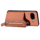 For Google Pixel 9a Carbon Fiber Horizontal Flip Zipper Wallet Phone Case(Brown) - 3