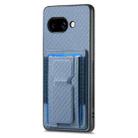 For Google Pixel 9a Carbon Fiber Fold Stand Elastic Card Bag Phone Case(Blue) - 2