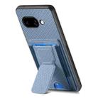 For Google Pixel 9a Carbon Fiber Fold Stand Elastic Card Bag Phone Case(Blue) - 3