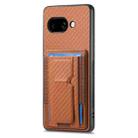 For Google Pixel 9a Carbon Fiber Fold Stand Elastic Card Bag Phone Case(Brown) - 2