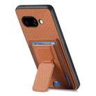 For Google Pixel 9a Carbon Fiber Fold Stand Elastic Card Bag Phone Case(Brown) - 3