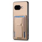For Google Pixel 9a Carbon Fiber Fold Stand Elastic Card Bag Phone Case(Khaki) - 2