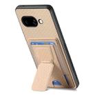 For Google Pixel 9a Carbon Fiber Fold Stand Elastic Card Bag Phone Case(Khaki) - 3
